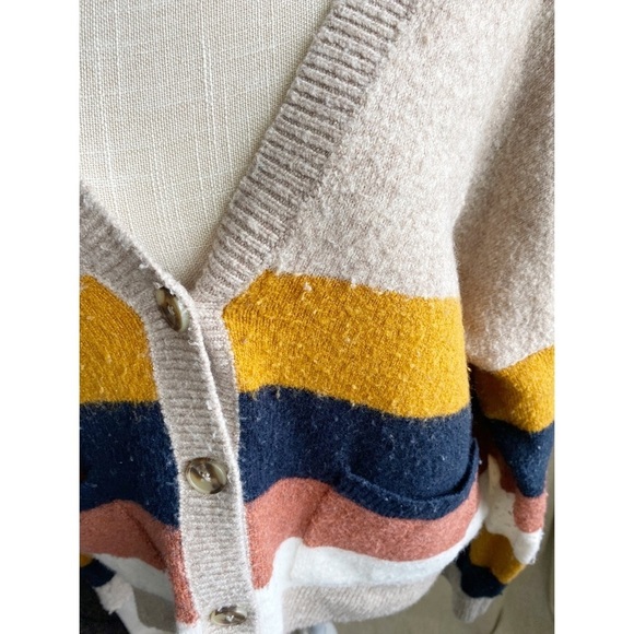 Madewell Kent Staunton Stripe Short Ex-Boyfriend Cardigan, size Medium - Picture 3 of 11